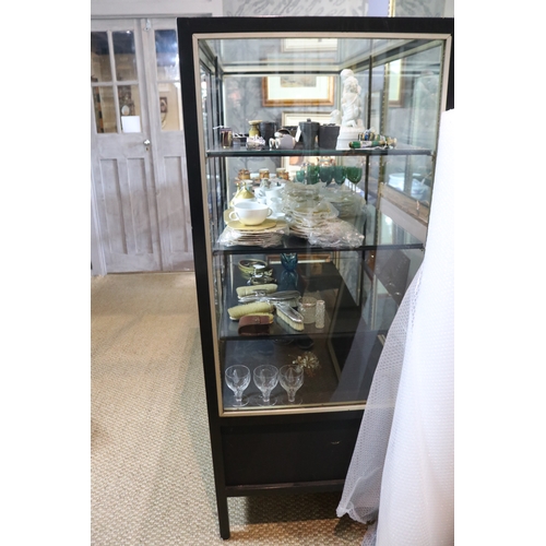 1327 - large Shop display cabinet with sliding doors, approx 182cm H x 152cm W x 76cm D