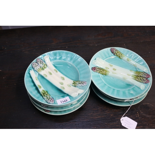 1342 - French Luneville majolica asparagus plates