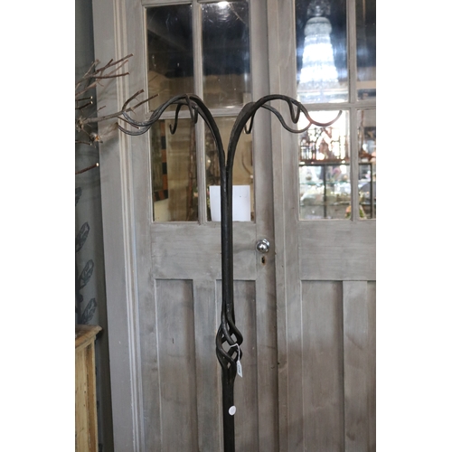 1738 - Blacksmith made iron combination coat/hat and umbrella stand. 183 cm high