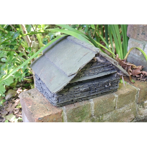 2005 - Black slate letter box, approx 22cm H