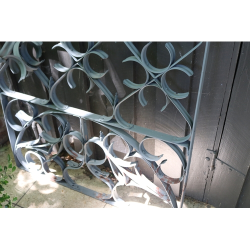 2010 - Sand blasted primed iron side entrance gate , approx 125cm H x 106cm W