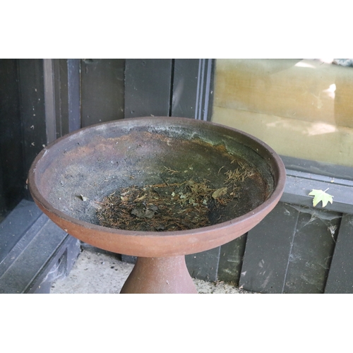 2014 - Terracotta baluster support bowl / bird bath, approx 67cm H x 57cm D