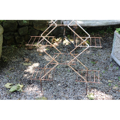 2023 - 1960's metal bar tired angular plant stand, approx 112cm H