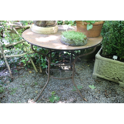 2040 - Antique iron circular garden table, approx 75cm H x 91cm D