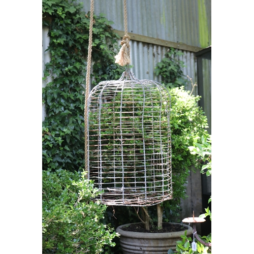 2052 - Antique wirework bird cage, approx 83cm H