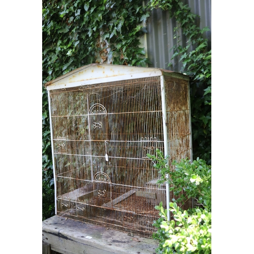 2062 - Old metal bird cage, approx 90cm W x 110cm