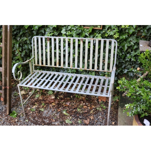 2074 - Metal garden bench, approx 110cm W x 89cm H x 58cm D