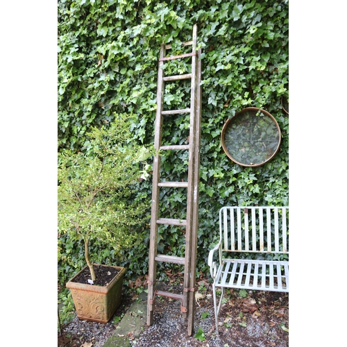2075 - Old wooden extension ladder