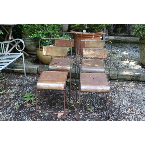 2077 - Set of four metal stacking garden chairs (4)