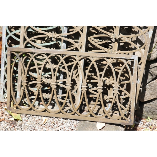 2081 - Stack of seven antique brass building grills, approx 68.5cm W x 36cm H (7)