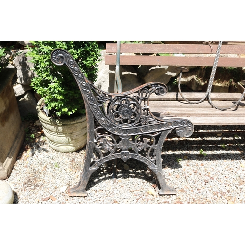 2089 - Pair of black painted cast iron bench ends, approx 67cm W  (2)