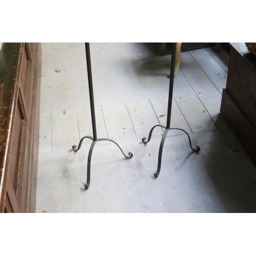 2603 - Pair of adjustable height tri form base hanging light standards. approx 135cm H each (2)