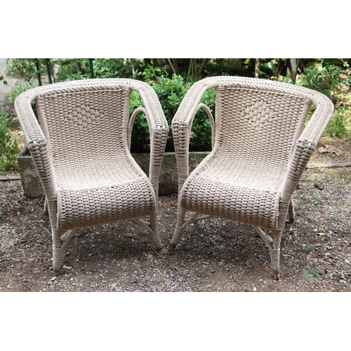 2615 - Pair of antique seagrass woven arm chairs (2)