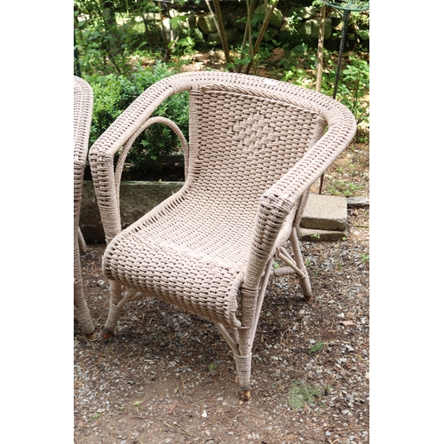 2615 - Pair of antique seagrass woven arm chairs (2)