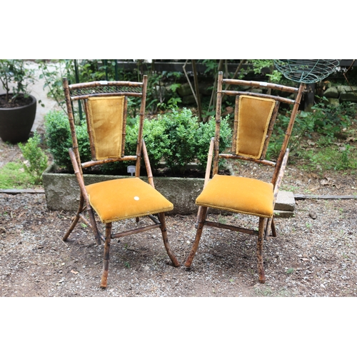 2616 - Pair of antique Victorian faux tortoise shell bamboo chairs (2)