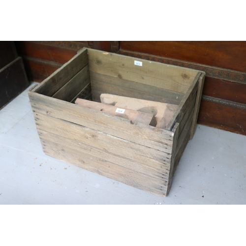 2618 - Old wooden crate, along with antique pine architectural brackets, approx 36cm H x 61cm W x 44cm D an... 