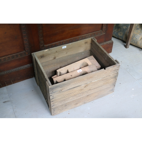 2618 - Old wooden crate, along with antique pine architectural brackets, approx 36cm H x 61cm W x 44cm D an... 