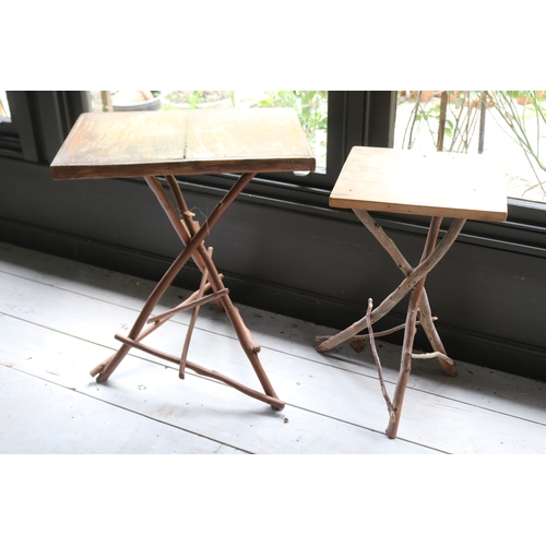 2623 - Two rustic branch support occasional tables, approx 67cm H x 51cm W x 38cm D and smaller (2)