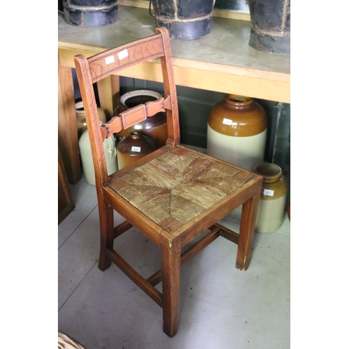 2630 - Antique English elm rush seated country chair