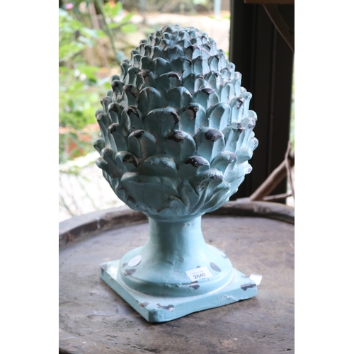 2640 - Decorative painted pine cone finial, approx 41cm H