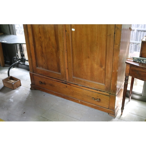 2648 - Antique rustic pine two door armoire, approx 148cm W x 50cm D x 201cm H