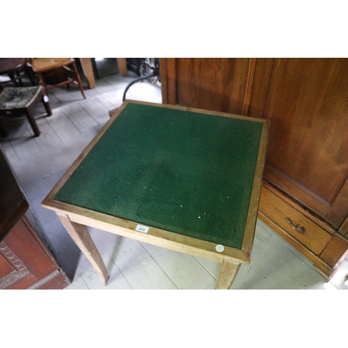 2650 - Antique square topped games table, square tapering  legs, approx 74cm H x 71cm Sq
