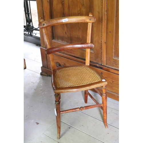 2652 - Antique beech framed caned seat chair
