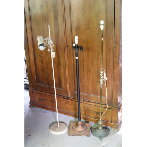2656 - Three standard lamps, approx 142cm H and shorter (3)