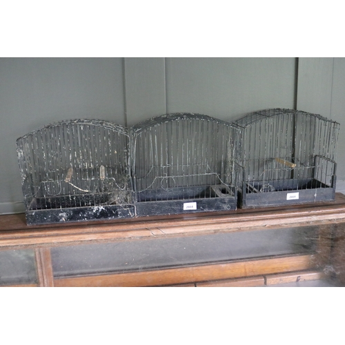2664 - Three wire birds cages, approx 29cm H x 31cm W x 13cm D (3)