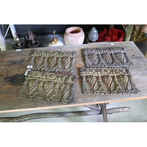 2677 - Rare set of four antique regency repousse brass architectural panels, approx 23cm x 34cm each (4)