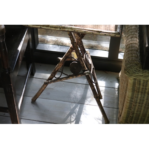 2680 - Antique tortoise shell bamboo gypsy table, approx 72cm H x 47cm W x 43cm D