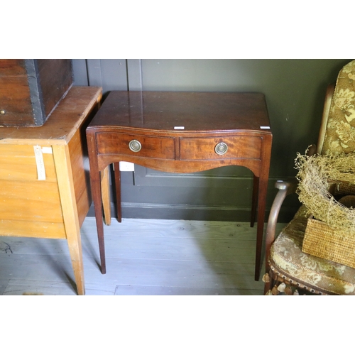 2691 - Vintage mahogany two drawer side table, approx 76cm H x 74cm W x 47cm D
