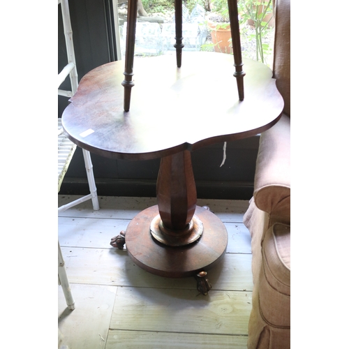 2707 - Antique burr walnut shaped top occasional table, approx 70cm H x 78cm W x 67cm D