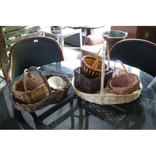 2711 - Selection of small cane baskets, approx 34cm H including handles 48cm W x 38cm D and smaller