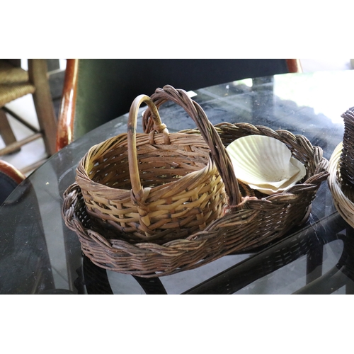 2711 - Selection of small cane baskets, approx 34cm H including handles 48cm W x 38cm D and smaller