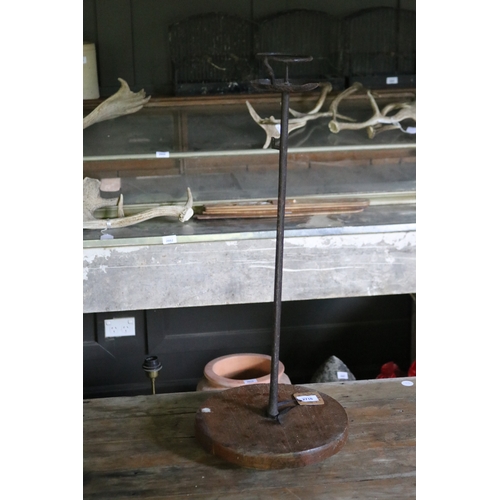 2716 - Antique Japanese wood and iron candle pricket, approx 69cm H