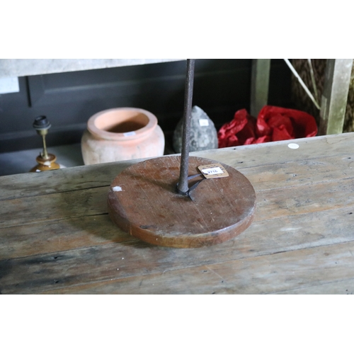 2716 - Antique Japanese wood and iron candle pricket, approx 69cm H
