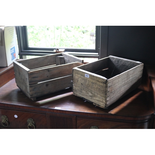 2720 - Two antique rustic wooden boxes, approx 24cm H x 47cm W x 33cm D and smaller (2)