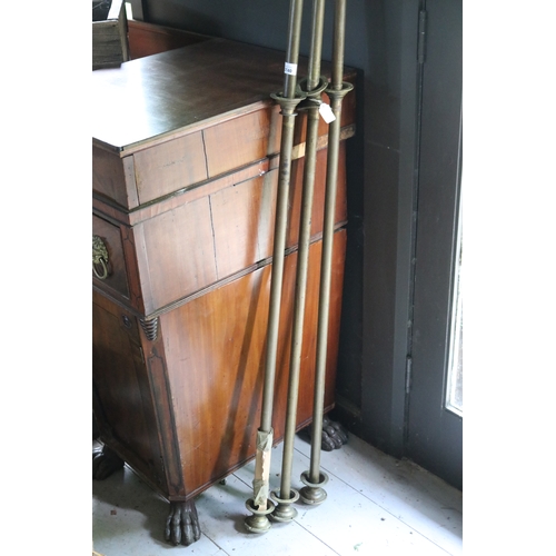 2740 - Three long brass coat poles, approx 190cm L each (3)