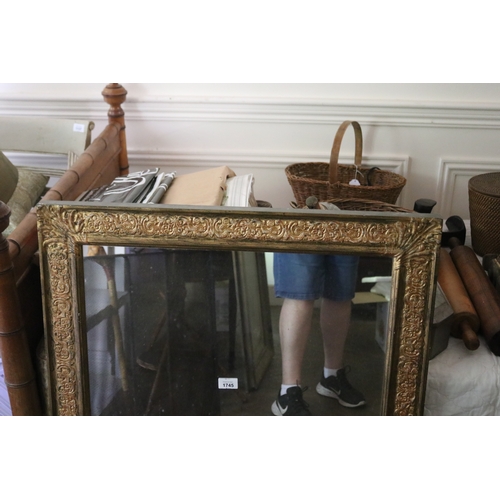 1745 - Decorative framed mirror, painted gilt carved frame 96 cm x 75 cm