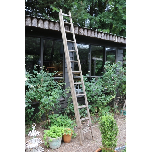 2568 - Two old wooden ladders, one A fame with other extension (2)