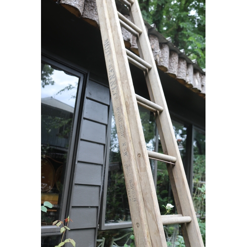 2568 - Two old wooden ladders, one A fame with other extension (2)