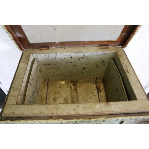 2589 - Antique green crackle painted oak ice chest, approx 73cm W x 50cm D x 107cm H (front veranda area)