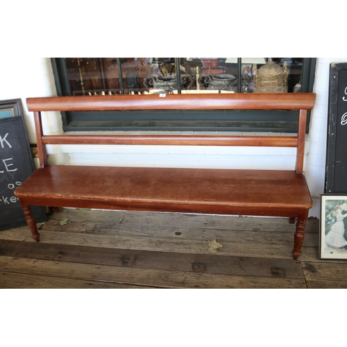 2590 - Cedar turned leg bench, approx 190cm W (front Veranda)