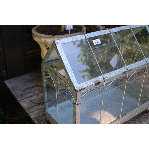 2749 - Large gal metal and glass table top glass house