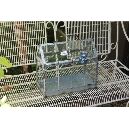 2750 - Small scale table top glass house, with top carry handle