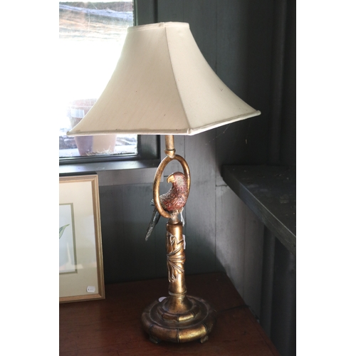 2760 - Decorative parrot on stand lamp, approx 69cm H