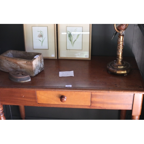 2762 - Antique Australian cedar single drawer turned leg side table, approx 77cm H x 104cm W x 51cm D