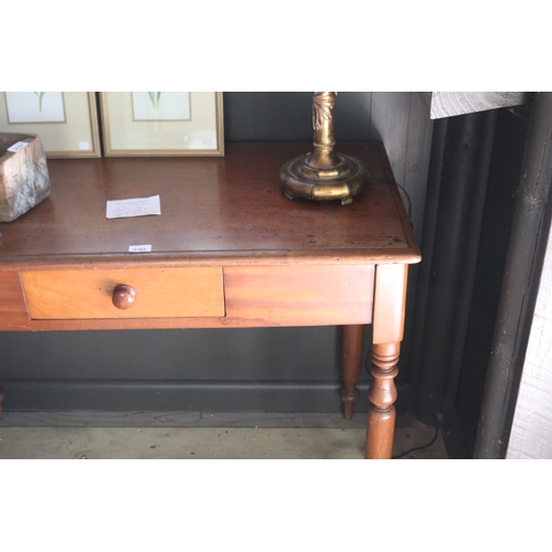 2762 - Antique Australian cedar single drawer turned leg side table, approx 77cm H x 104cm W x 51cm D