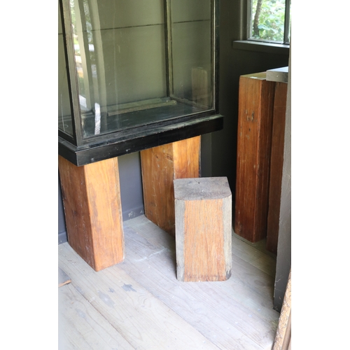 2764 - Five Australian hardwood dressed pedestals, approx 96cm H and shorter (5)